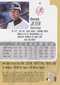 2002 Bowman's Best - Blue #2 Derek Jeter  Back