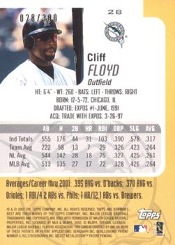 2002 Bowman's Best - Blue #28 Cliff Floyd  Back