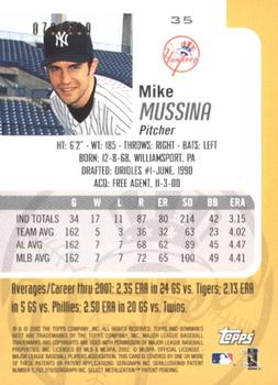 2002 Bowman's Best - Blue #35 Mike Mussina  Back