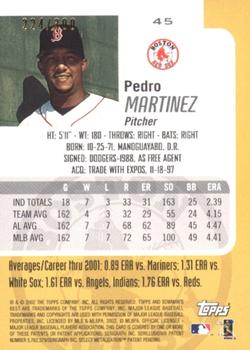 2002 Bowman's Best - Blue #45 Pedro Martinez  Back