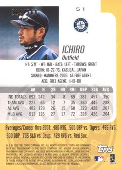 2002 Bowman's Best - Blue #51 Ichiro Back