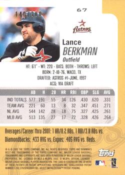 2002 Bowman's Best - Blue #67 Lance Berkman  Back