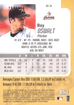 2002 Bowman's Best - Blue #83 Roy Oswalt  Back
