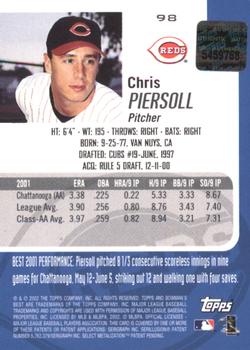 2002 Bowman's Best - Blue #98 Chris Piersoll Back