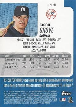 2002 Bowman's Best - Blue #145 Jason Grove Back