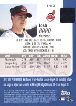 2002 Bowman's Best - Blue #163 Josh Bard Back