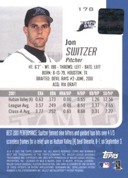 2002 Bowman's Best - Blue #178 Jon Switzer Back