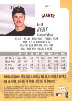 2002 Bowman's Best - Gold #21 Jeff Kent  Back