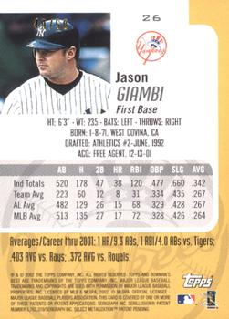 2002 Bowman's Best - Gold #26 Jason Giambi  Back