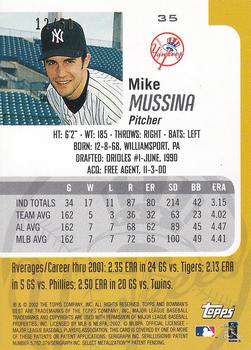 2002 Bowman's Best - Gold #35 Mike Mussina  Back