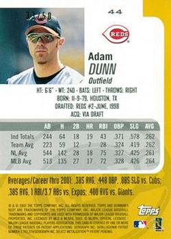 2002 Bowman's Best - Gold #44 Adam Dunn  Back