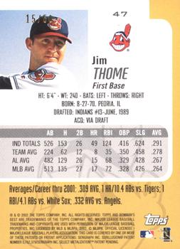 2002 Bowman's Best - Gold #47 Jim Thome  Back