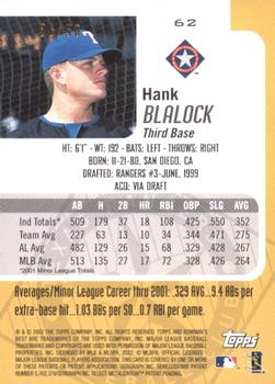 2002 Bowman's Best - Gold #62 Hank Blalock  Back
