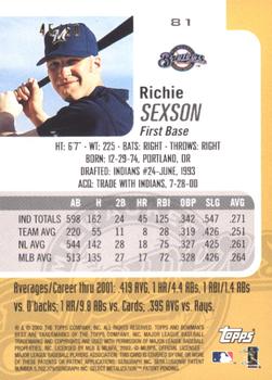 2002 Bowman's Best - Gold #81 Richie Sexson  Back