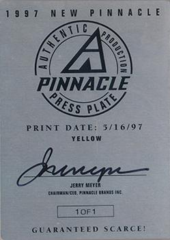 1997 New Pinnacle - Press Plates Front Yellow #41 Tom Goodwin Back