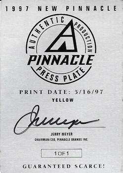 1997 New Pinnacle - Press Plates Back Yellow #151 Terry Steinbach Back