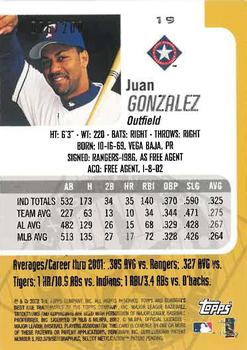2002 Bowman's Best - Red #19 Juan Gonzalez  Back