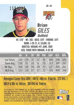 2002 Bowman's Best - Red #24 Brian Giles  Back