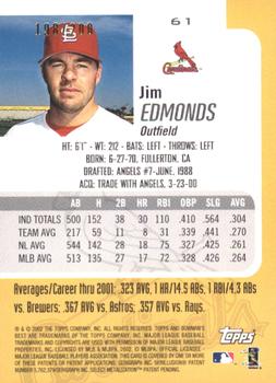 2002 Bowman's Best - Red #61 Jim Edmonds  Back