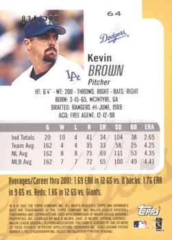 2002 Bowman's Best - Red #64 Kevin Brown  Back