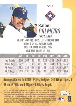 2002 Bowman's Best - Red #78 Rafael Palmeiro  Back
