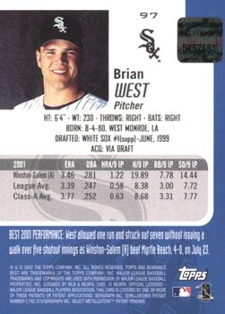 2002 Bowman's Best - Red #97 Brian West Back