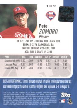 2002 Bowman's Best - Red #109 Pete Zamora Back