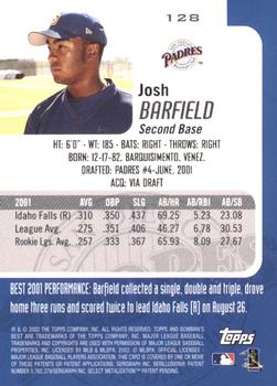2002 Bowman's Best - Red #128 Josh Barfield Back