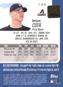2002 Bowman's Best - Red #133 Jesus Cota Back