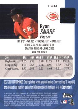 2002 Bowman's Best - Red #138 Ryan Snare Back