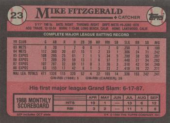 1989 Topps #23 Mike Fitzgerald Back