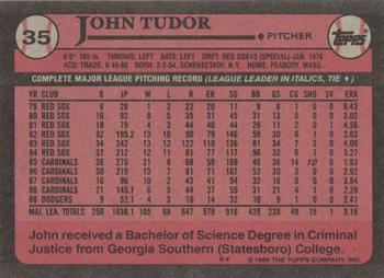 1989 Topps #35 John Tudor Back