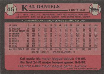1989 Topps #45 Kal Daniels Back