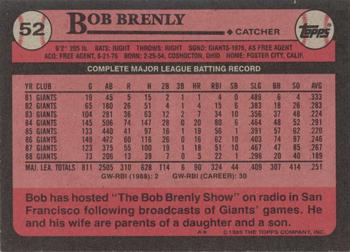 1989 Topps #52 Bob Brenly Back