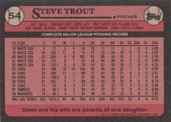 1989 Topps #54 Steve Trout Back