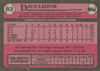 1989 Topps #82 Dave Leiper Back