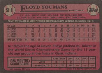 1989 Topps #91 Floyd Youmans Back