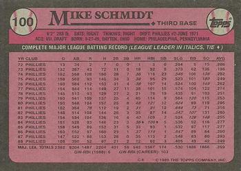 1989 Topps #100 Mike Schmidt Back