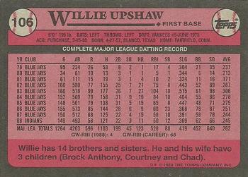 1989 Topps #106 Willie Upshaw Back