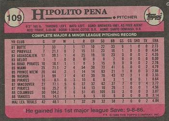 1989 Topps #109 Hipolito Pena Back