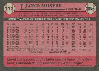 1989 Topps #113 Lloyd Moseby Back