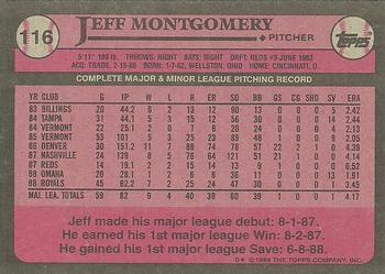 1989 Topps #116 Jeff Montgomery Back