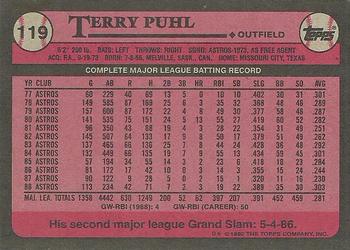 1989 Topps #119 Terry Puhl Back