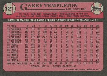 1989 Topps #121 Garry Templeton Back