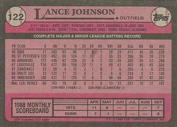 1989 Topps #122 Lance Johnson Back
