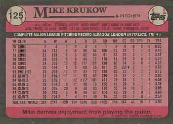 1989 Topps #125 Mike Krukow Back