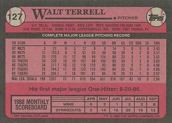 1989 Topps #127 Walt Terrell Back