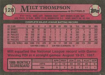 1989 Topps #128 Milt Thompson Back