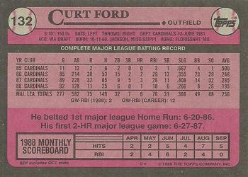1989 Topps #132 Curt Ford Back