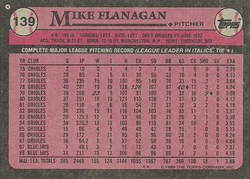 1989 Topps #139 Mike Flanagan Back